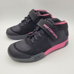 Ride Concepts Wildcat Mountain Biking Shoes for Flat Pedals Black & Pink Youth 5